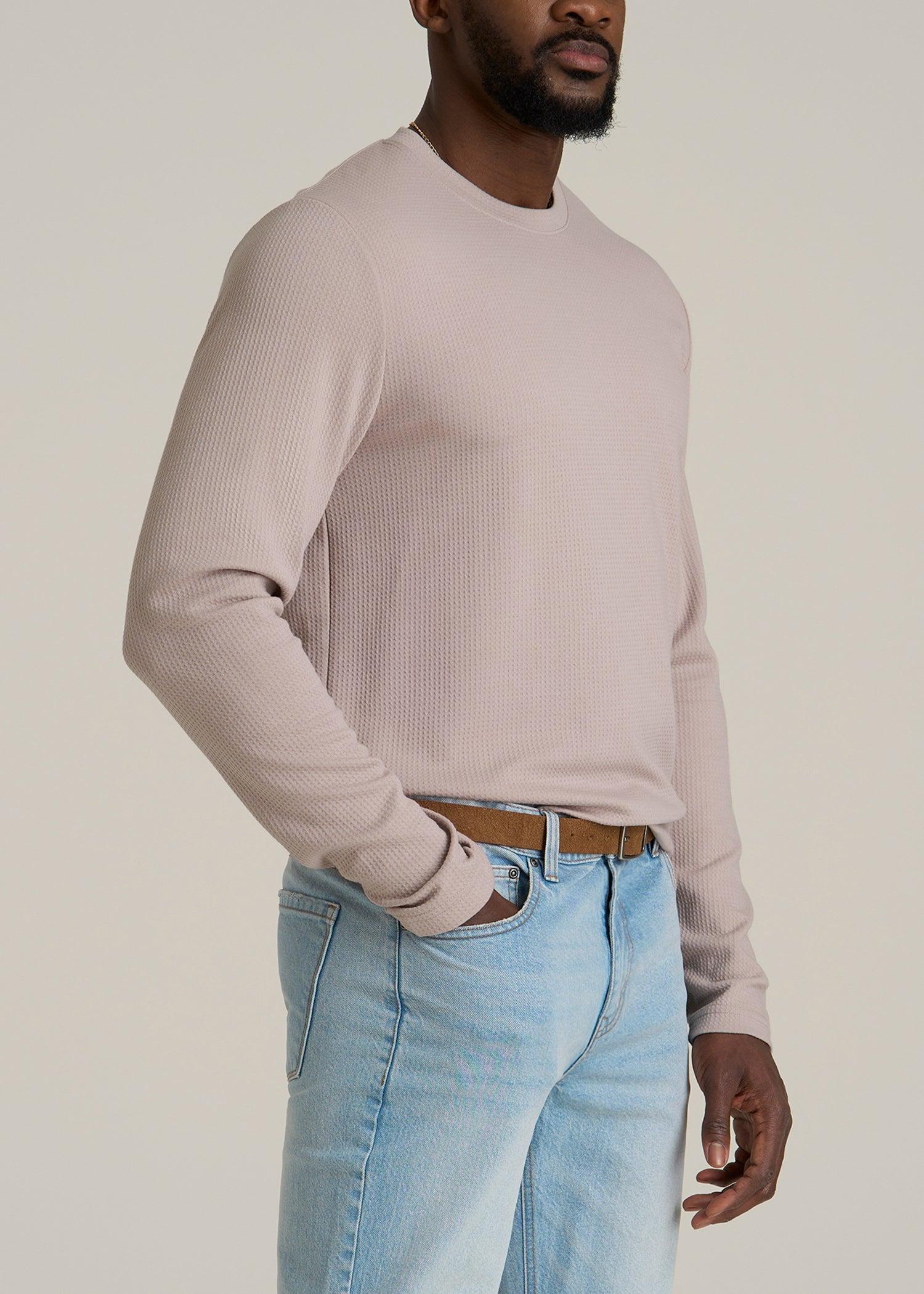 Cloud Knit Waffle Long Sleeve Tee for Tall Men in Desert Rose Male Product Image