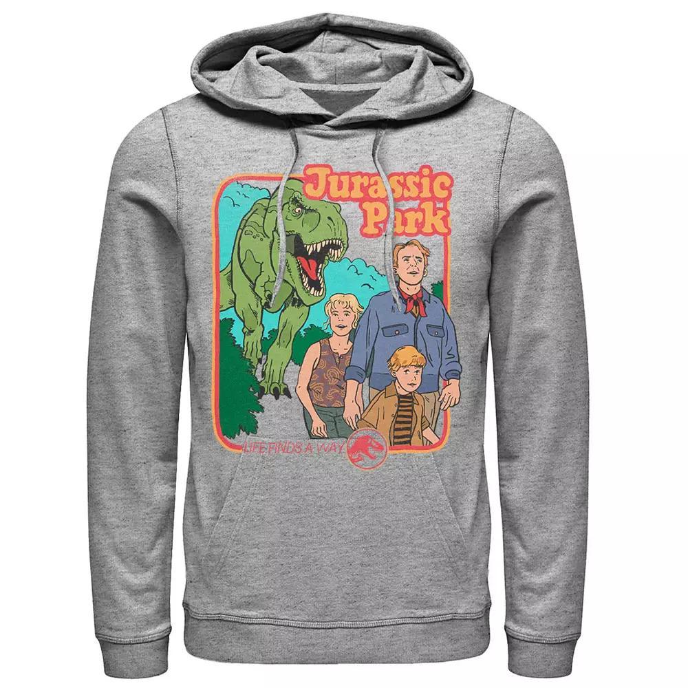 Men's Jurassic Park Vintage Characters Life Finds A Way Hoodie, Size: Medium, Grey Heather Product Image