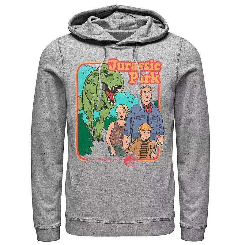 Men's Jurassic Park Vintage Characters Life Finds A Way Hoodie, Size: Medium, Grey Heather Product Image