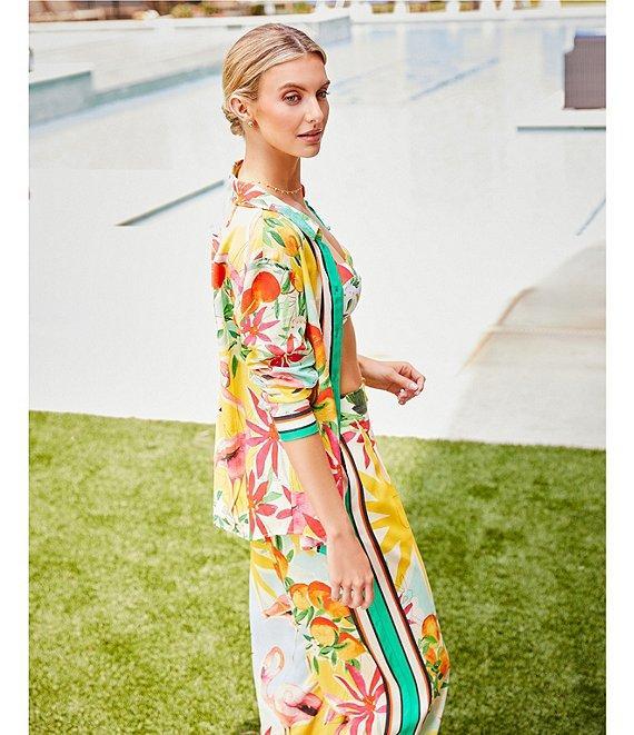 Antonio Melani Collins Tropical Fruit Print Coordinating Linen Wide Leg Pants Product Image