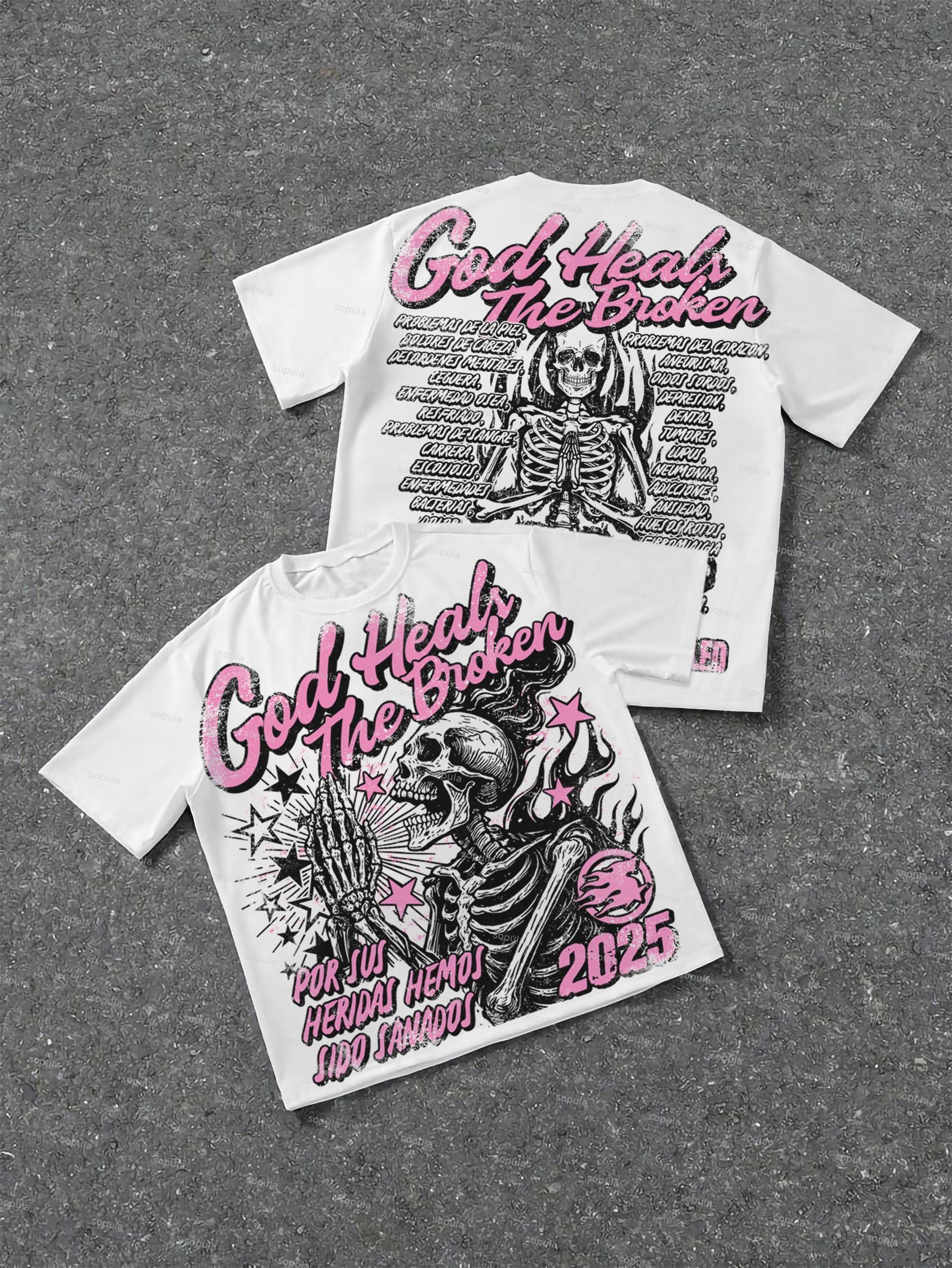 God Heals The Broken Vintage Graphic Cotton T-shirt Product Image