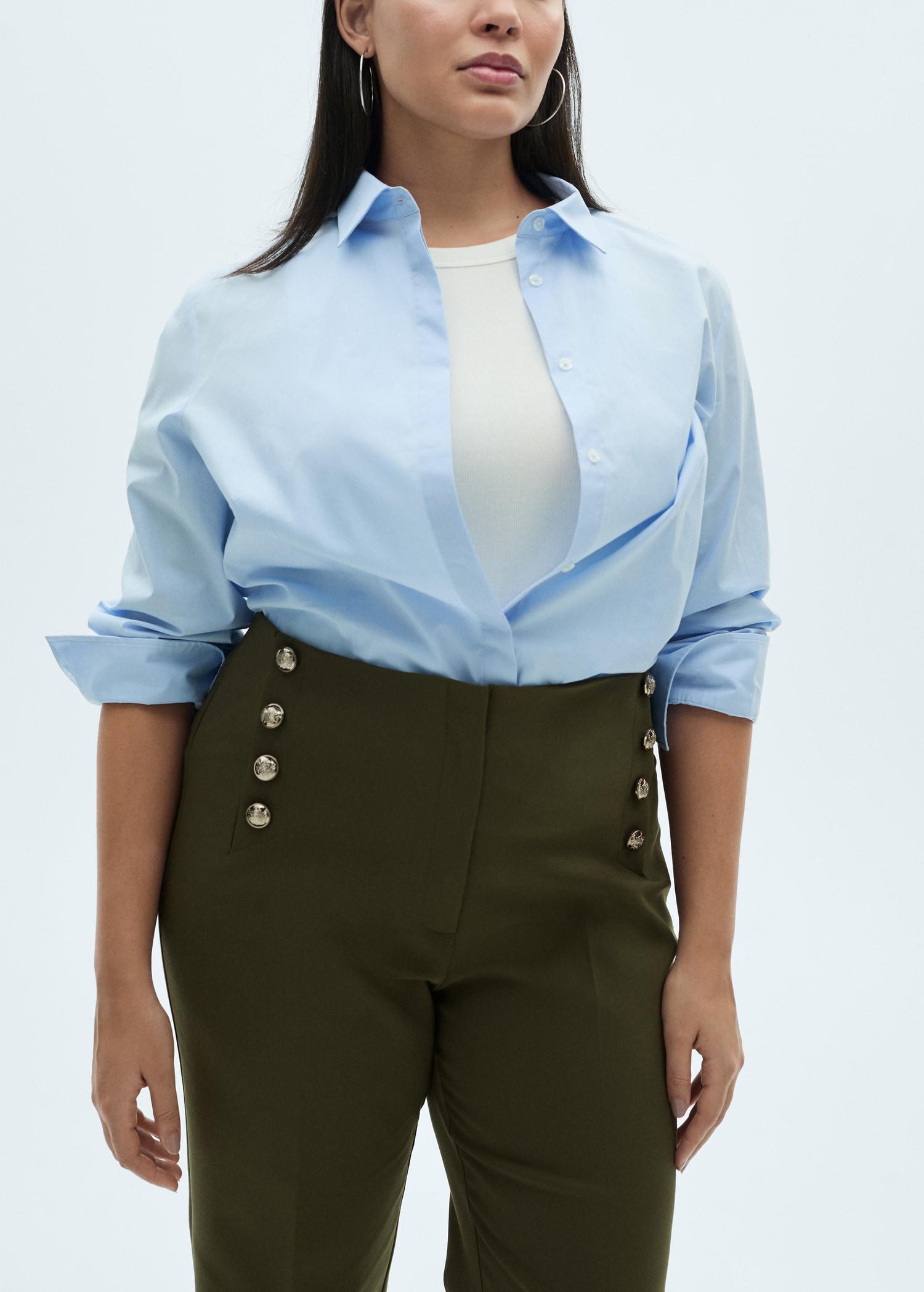 Straight pants with jewel buttons - Women | MANGO USA Product Image