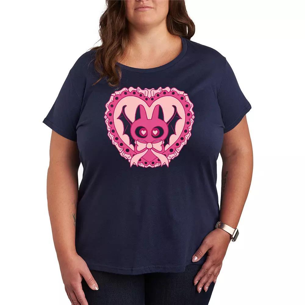 Plus Size Bat Cat Coquette Graphic Tee, Womens Blue Product Image