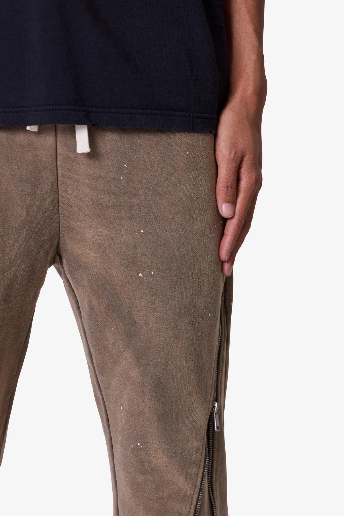 Zipper Flare Sweatpants - Olive Product Image