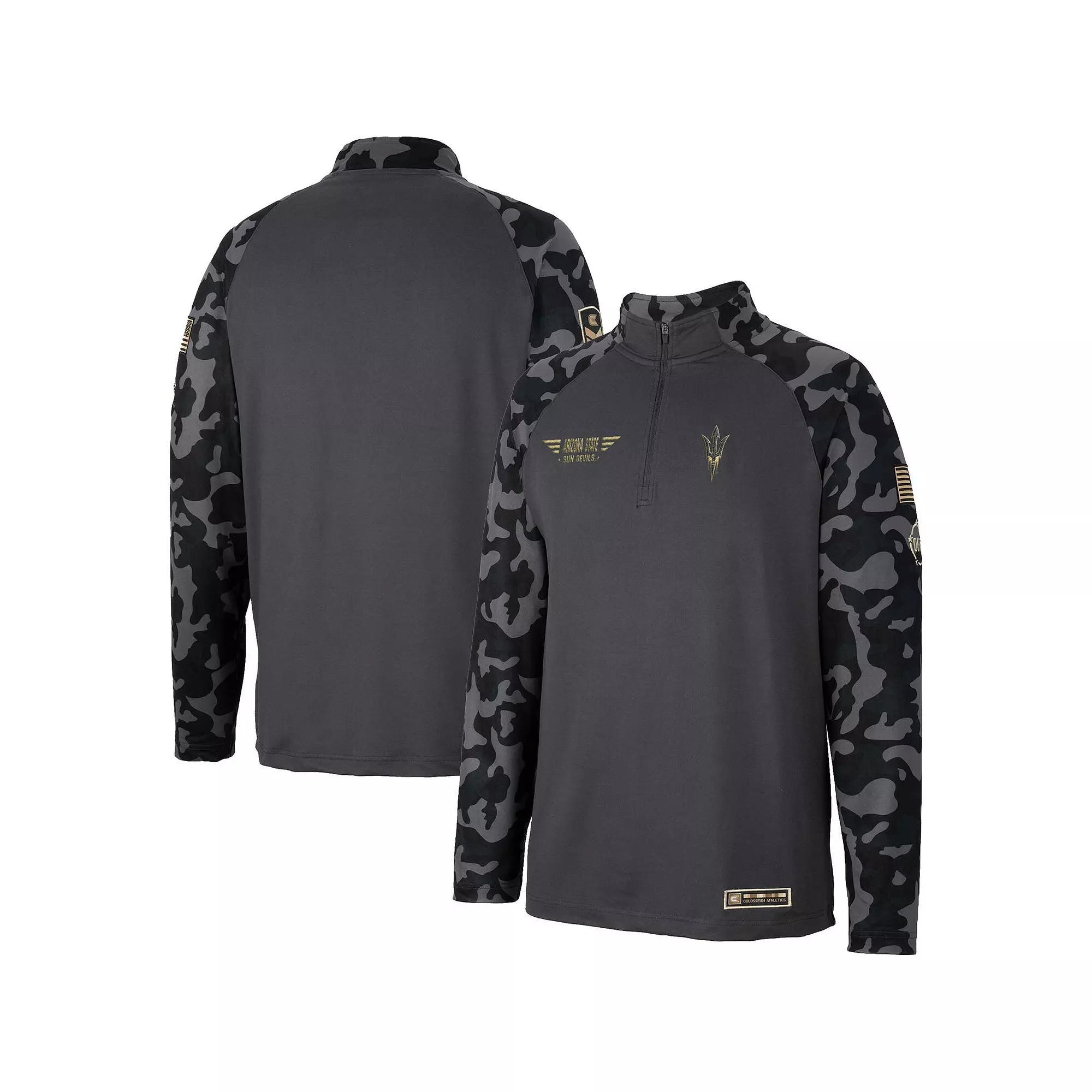 Men's Colosseum Charcoal Colorado State Rams OHT Military Appreciation Long Range Raglan Quarter-Zip Jacket, Size: Medium Product Image