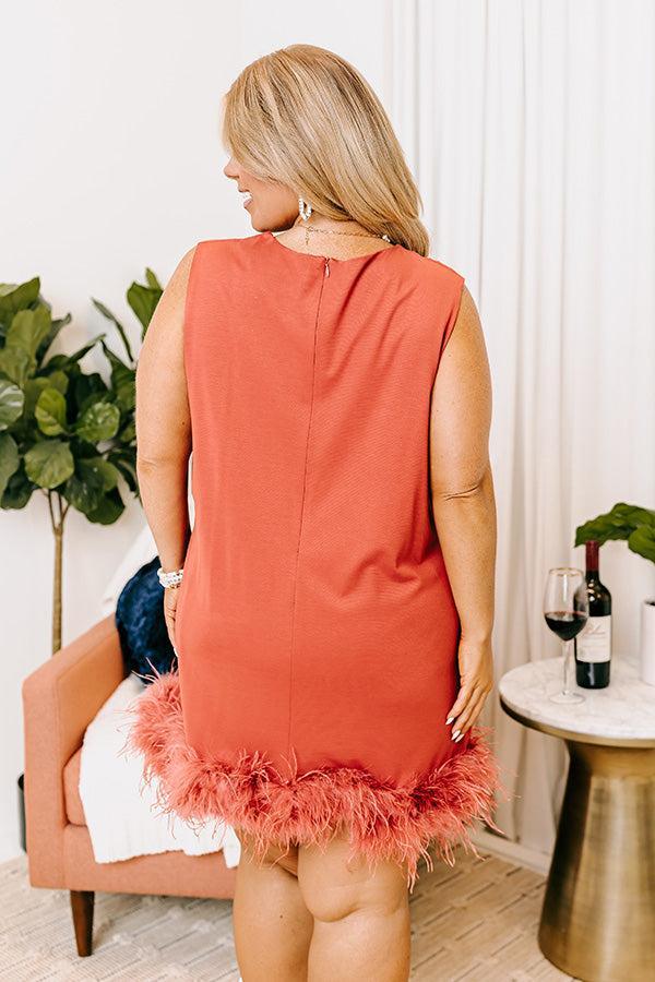 Nuts About You Feather Dress In Rust Curves Product Image