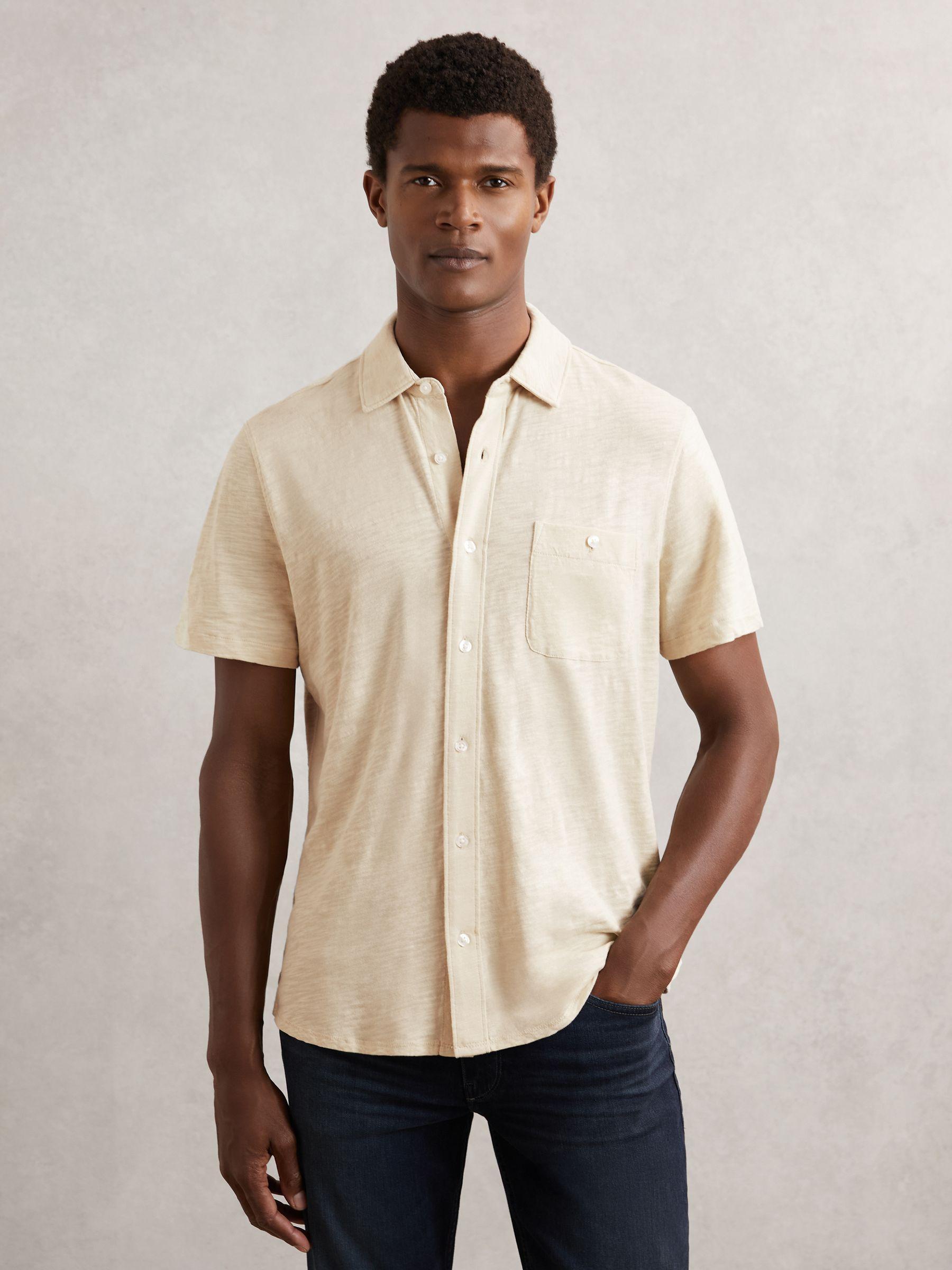 Paige Cotton Short-Sleeve Jersey Shirt in Cream Product Image