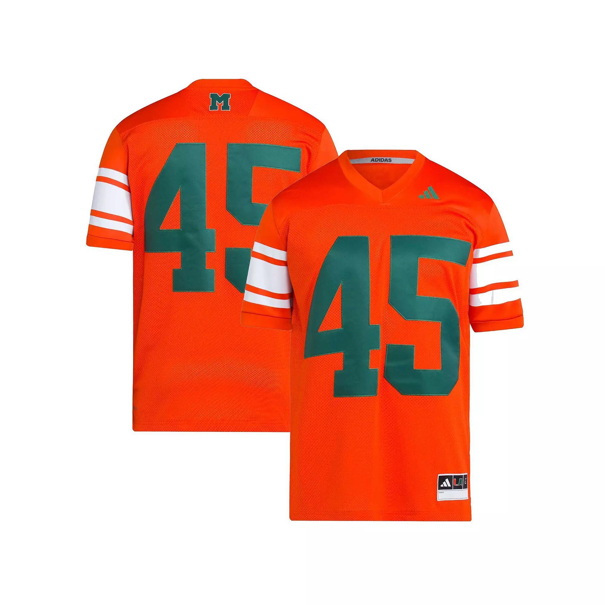 Men's adidas  #45 Orange Miami Hurricanes Football Icon Premier Jersey, Size: Large Product Image