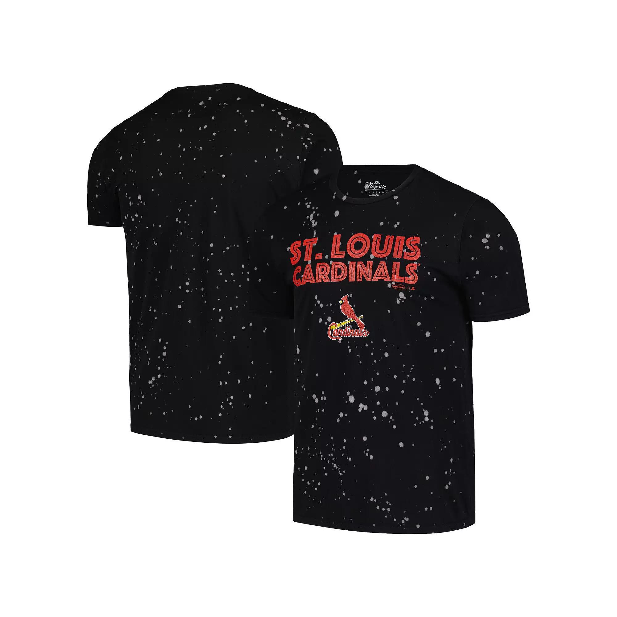 Men's Majestic Threads Black/White St. Louis Cardinals Splatter T-Shirt, Size: Medium Product Image