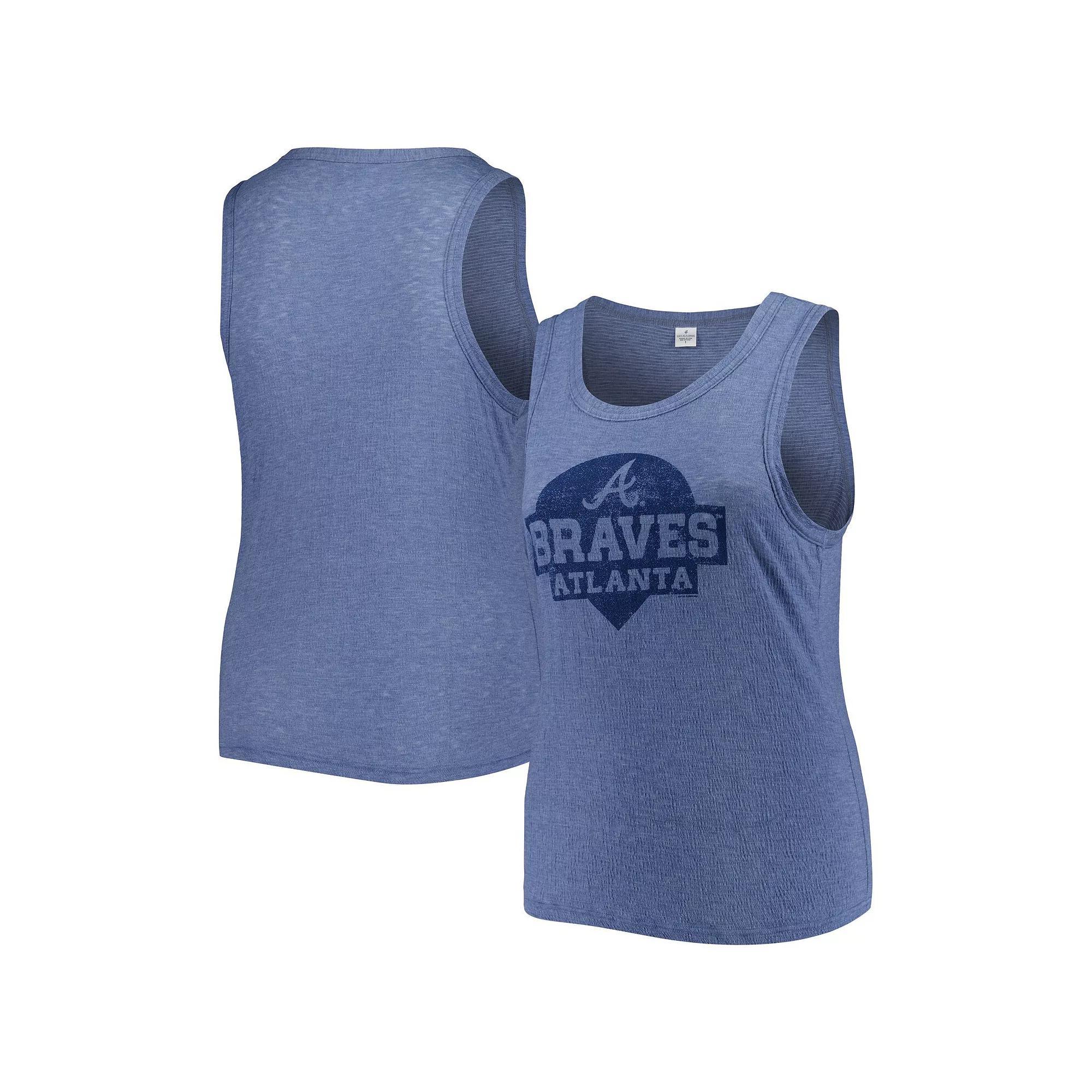 Women's Soft as a Grape Navy Atlanta Braves Plus Size High Neck Tri-Blend Tank Top, Size: 1XL, Blue Product Image