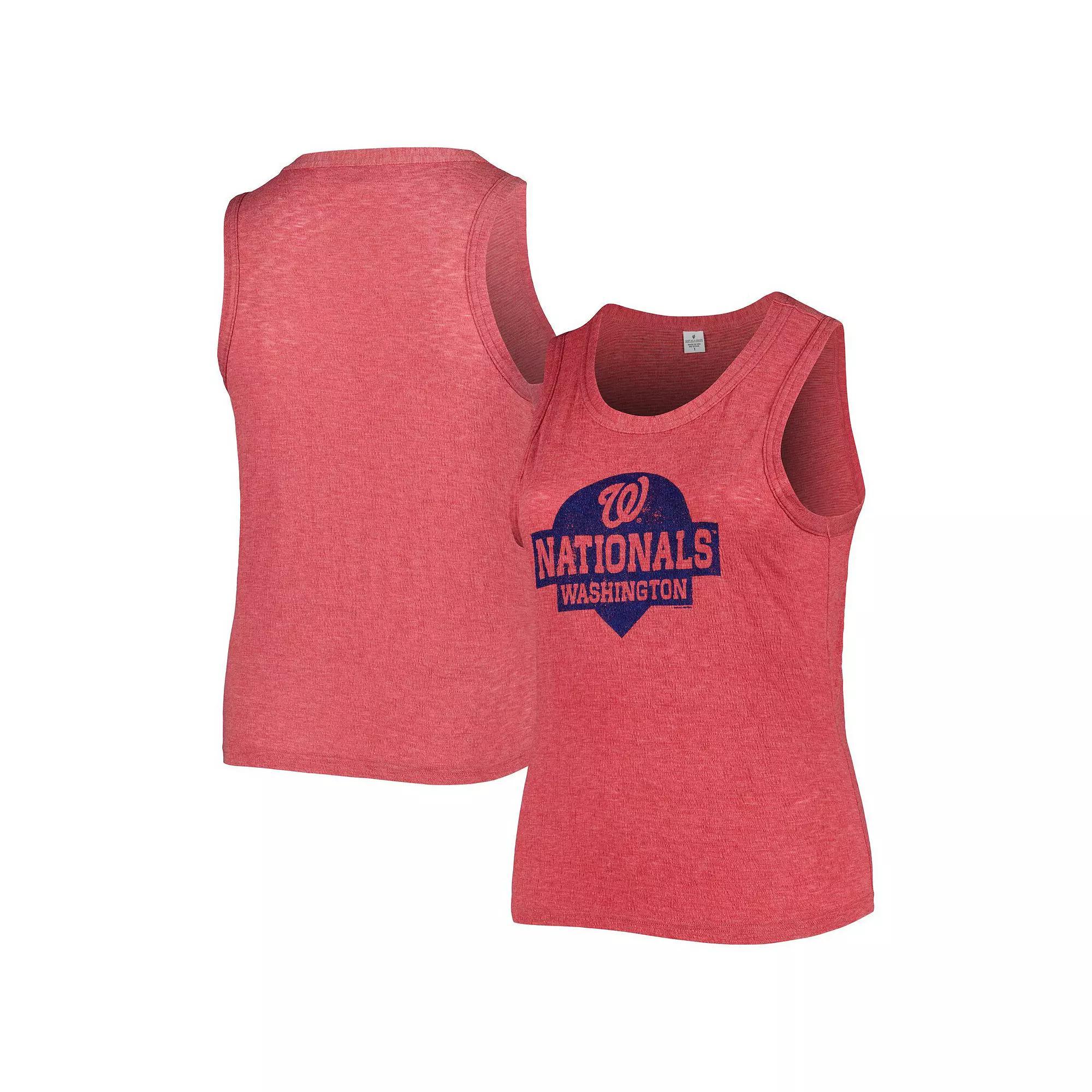 Women's Soft as a Grape Red Washington Nationals Plus Size High Neck Tri-Blend Tank Top, Size: 3XL Product Image