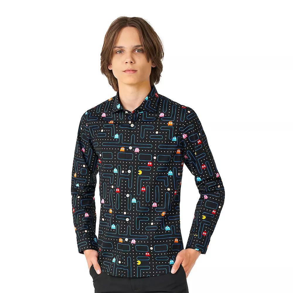 Boys 10-16 OppoSuits Pac-Man Print Button-Down Shirt, Boy's, Black Product Image
