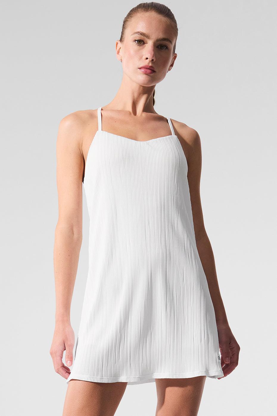 Micro Plisse Game On Tennis Dress - White Product Image