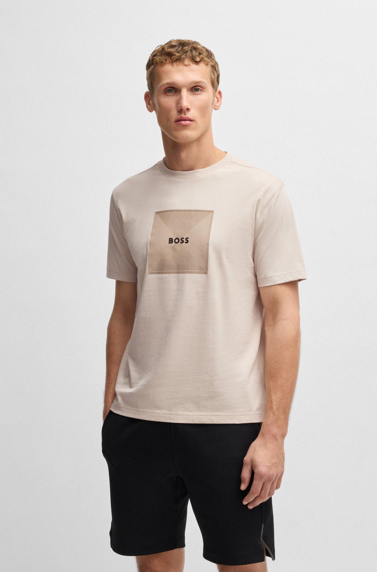 Cotton-jersey T-shirt with fineline logo artwork Product Image