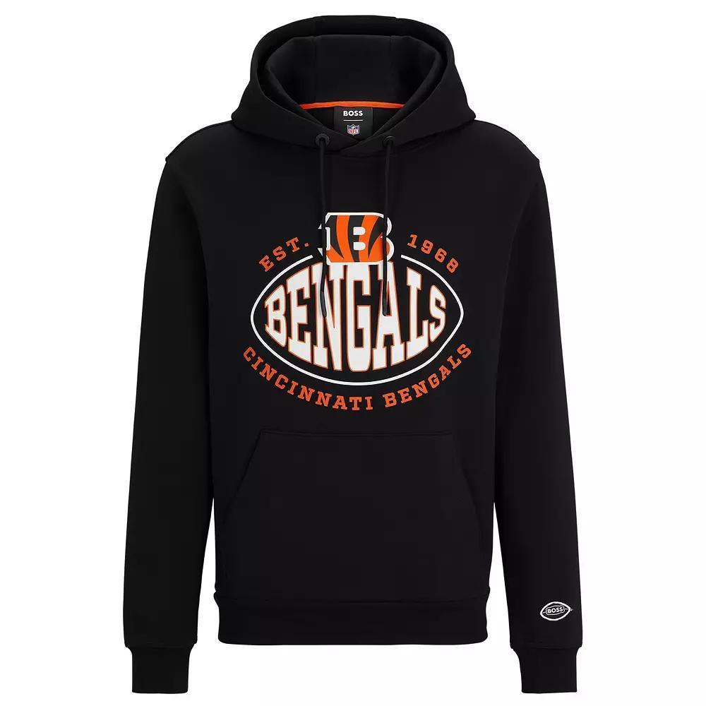 Men's BOSS X NFL  Black Cincinnati Bengals Touchback Pullover Hoodie, Size: Large Product Image