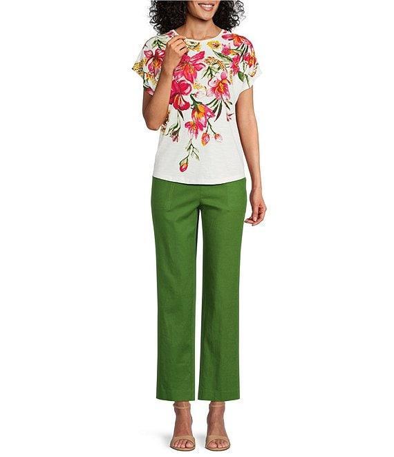 Investments Hanging Floral Short Sleeve Novelty Crew Neck Top Product Image