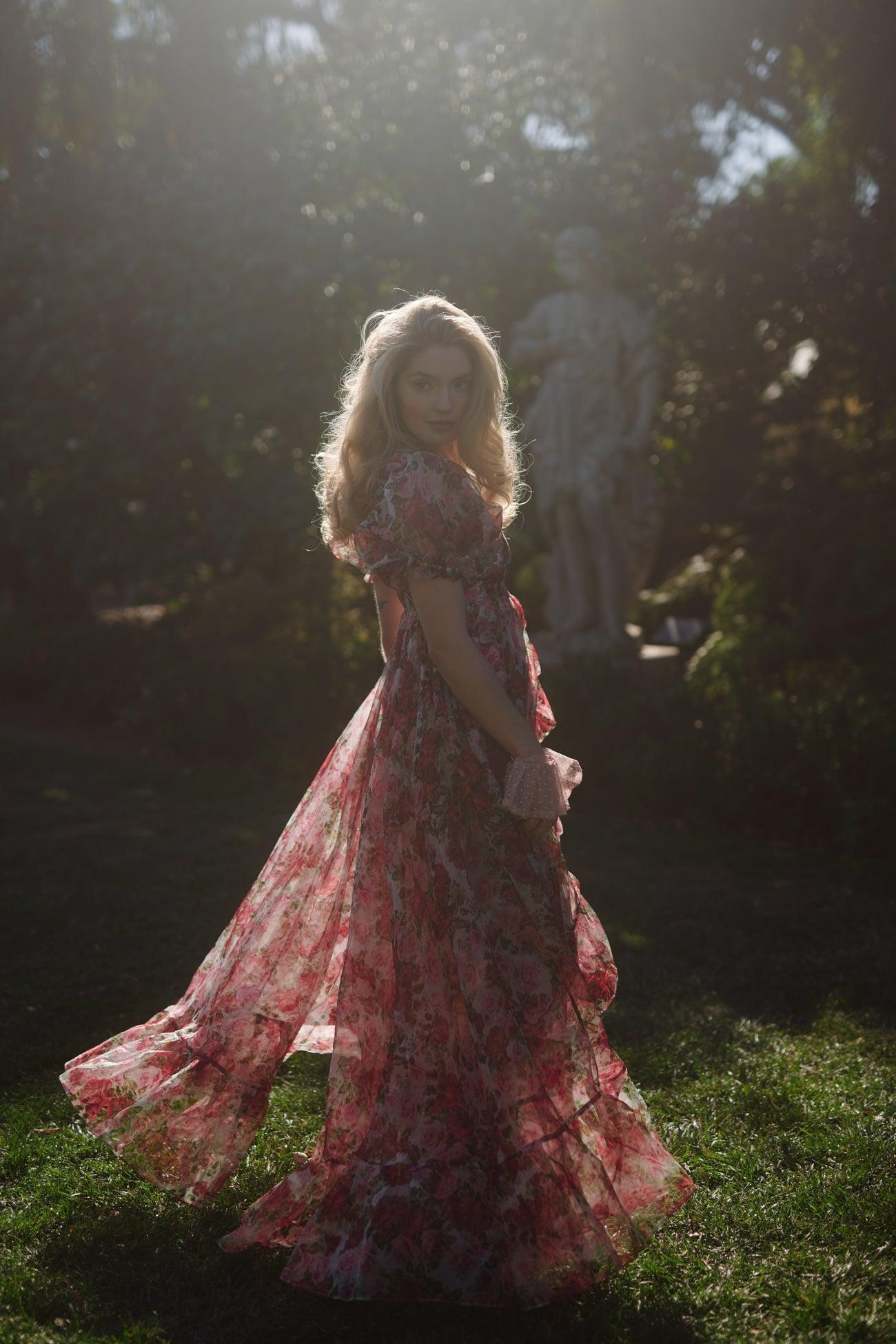 Roses Are Red Sheer Delight Ruffle Gown Product Image