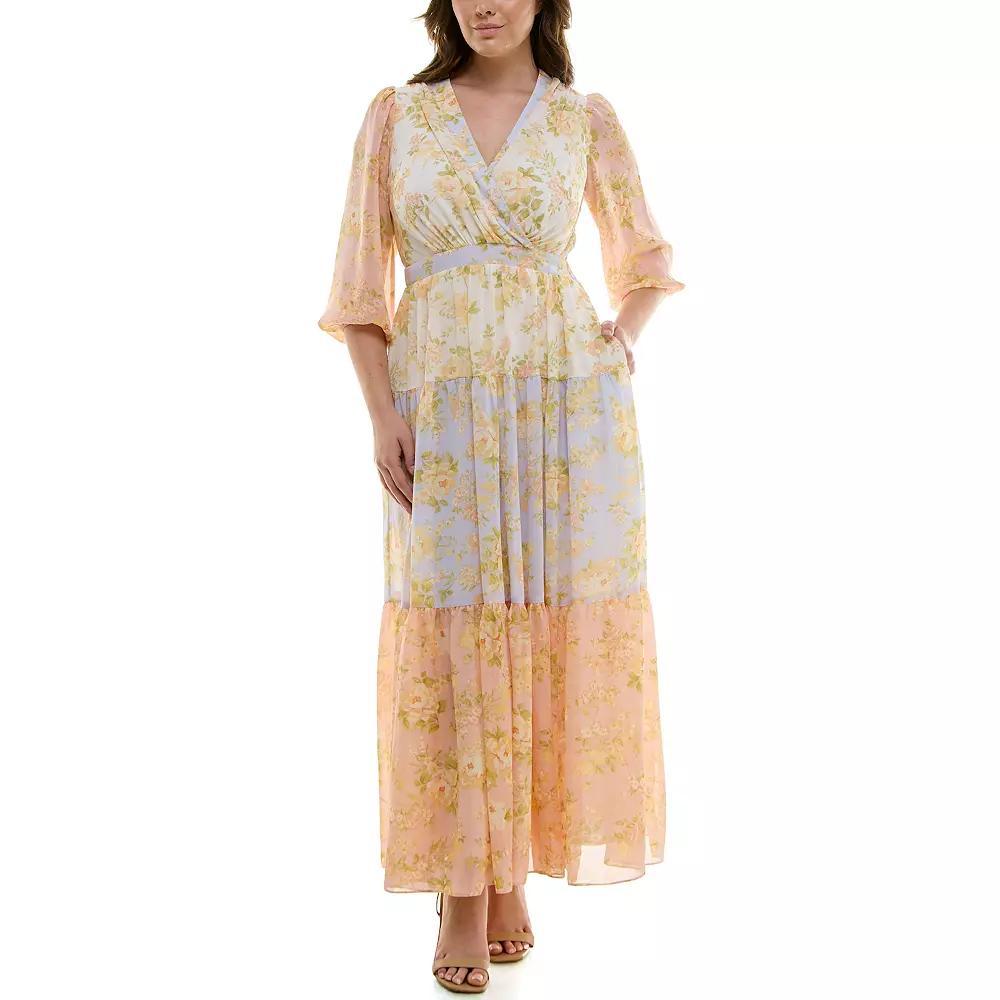 Plus Size Taylor Balloon Sleeve V-Neck Maxi Dress, Womens Product Image