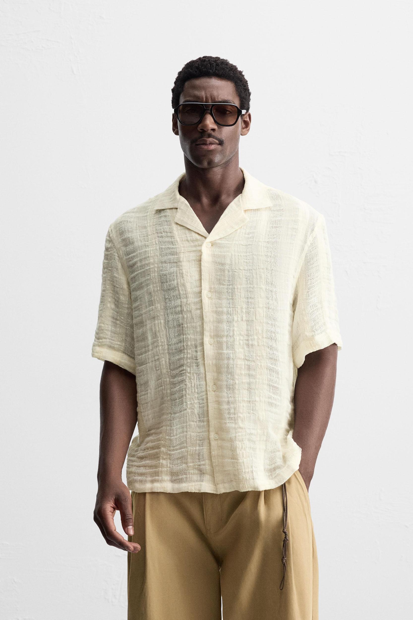 COTTON LINEN JACQUARD SHIRT Product Image