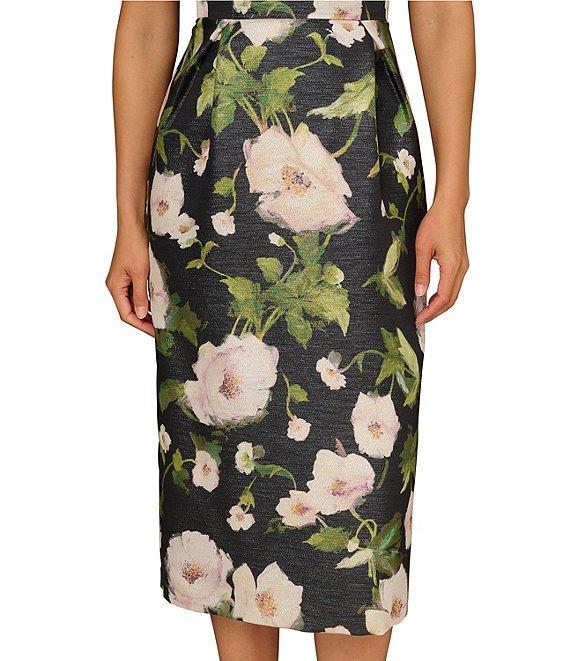 Aidan Mattox Jacquard Square Neckline Sleeveless Sheath Midi Dress Product Image