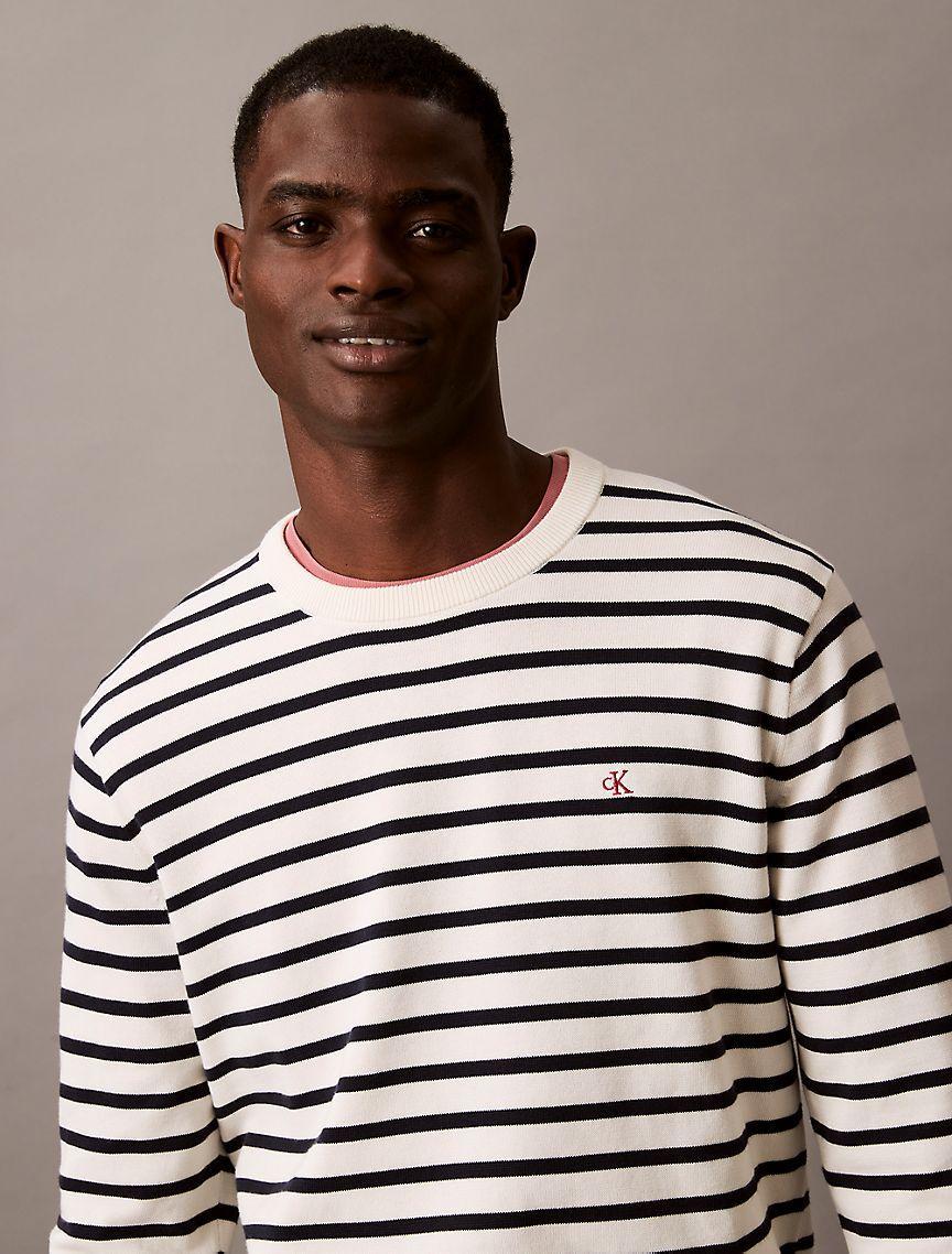 Smooth Cotton Striped Classic Sweater Product Image