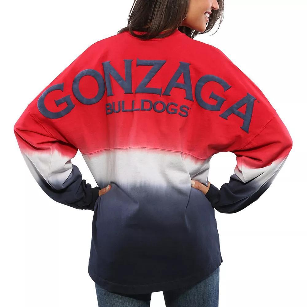 Women's Red Gonzaga Bulldogs Ombre Long Sleeve Dip-Dyed Spirit Jersey, Size: XS, Zag Red Product Image