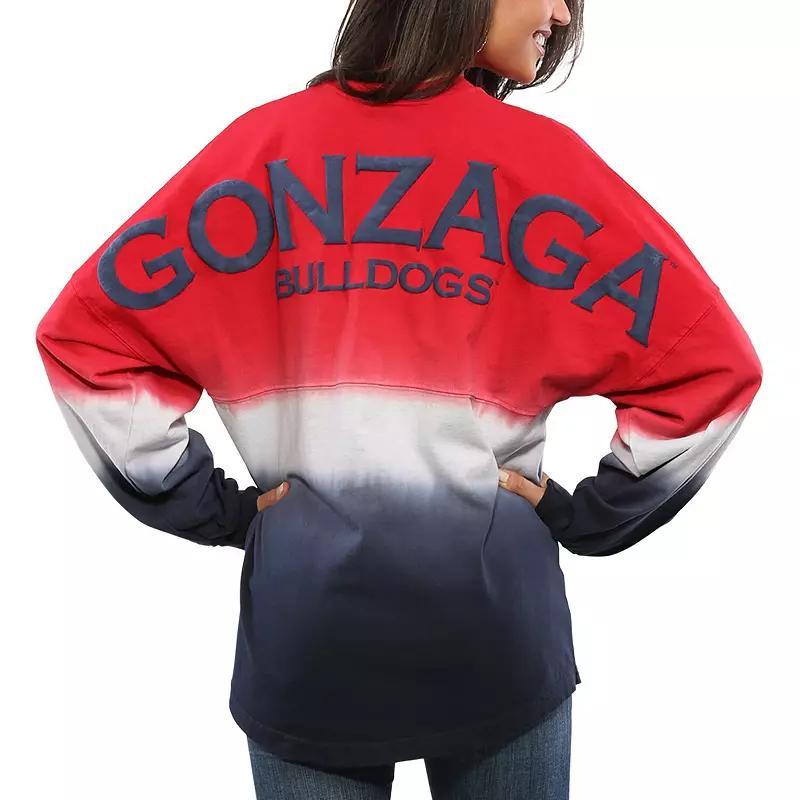 Women's Red Gonzaga Bulldogs Ombre Long Sleeve Dip-Dyed Spirit Jersey, Size: XS, Zag Red Product Image