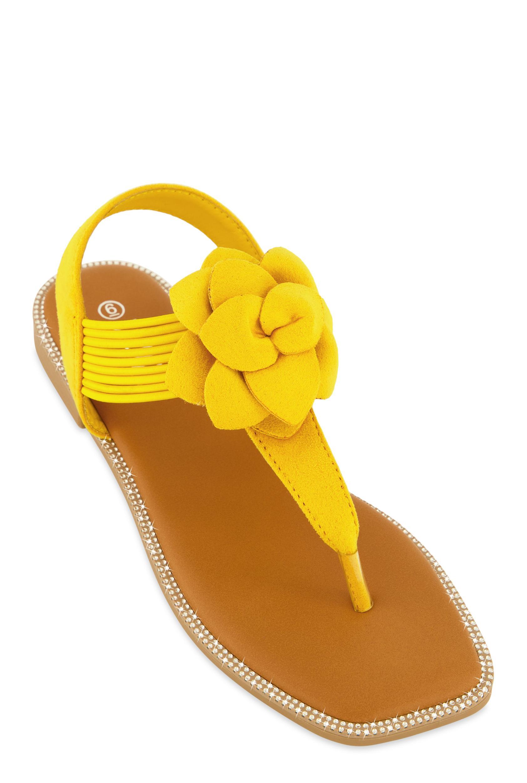 Womens Faux Suede Flower Corded Thong Sandals Product Image