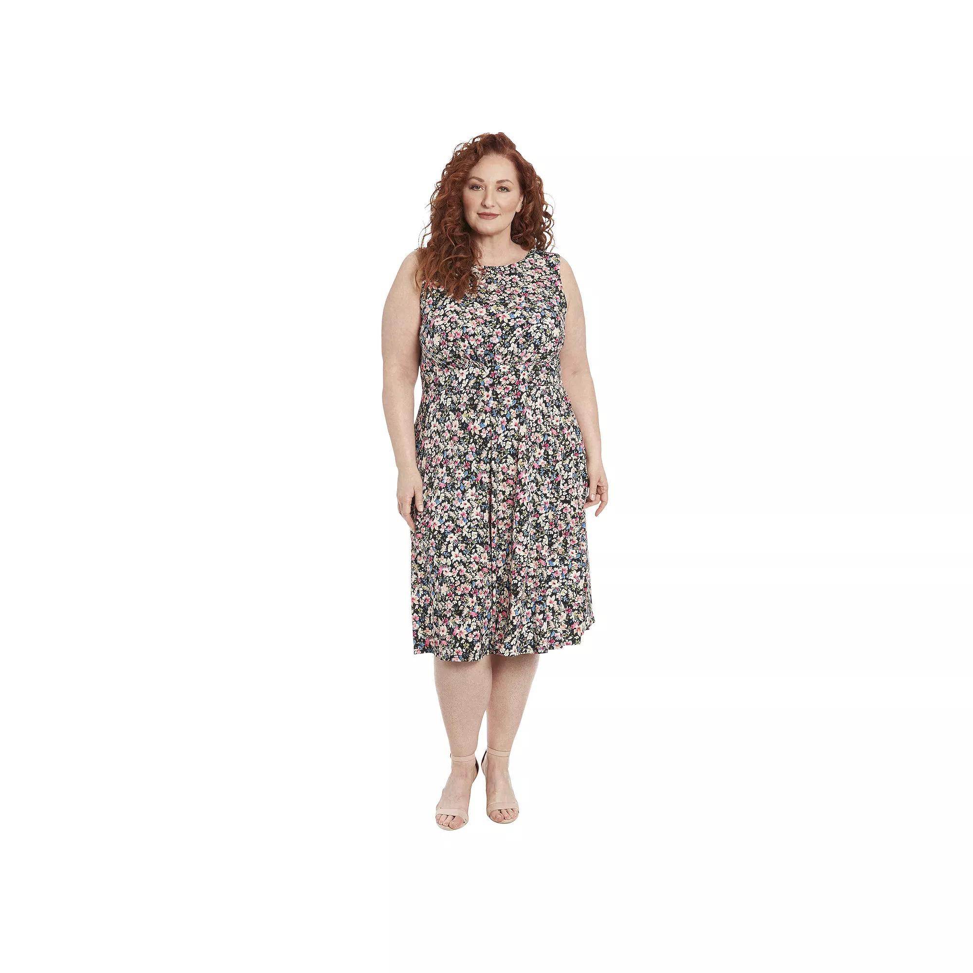 Plus Size London Times Midi Dress, Women's, Size: 20 W, Black Team Product Image