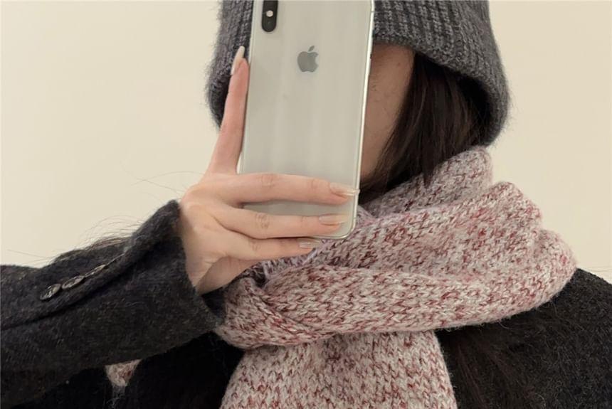 Melange Lettering Applique Knit Scarf Product Image