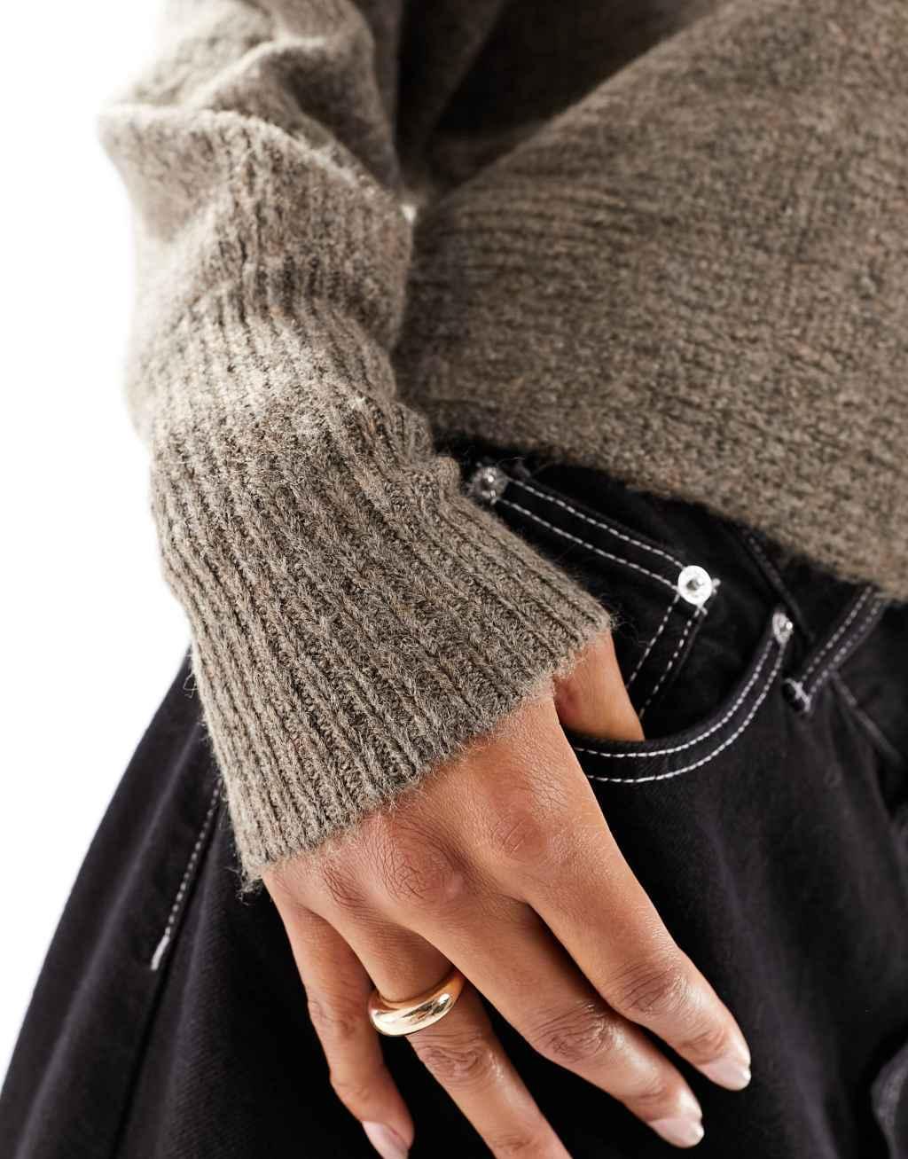 Only ribbed wide neck sweater Product Image