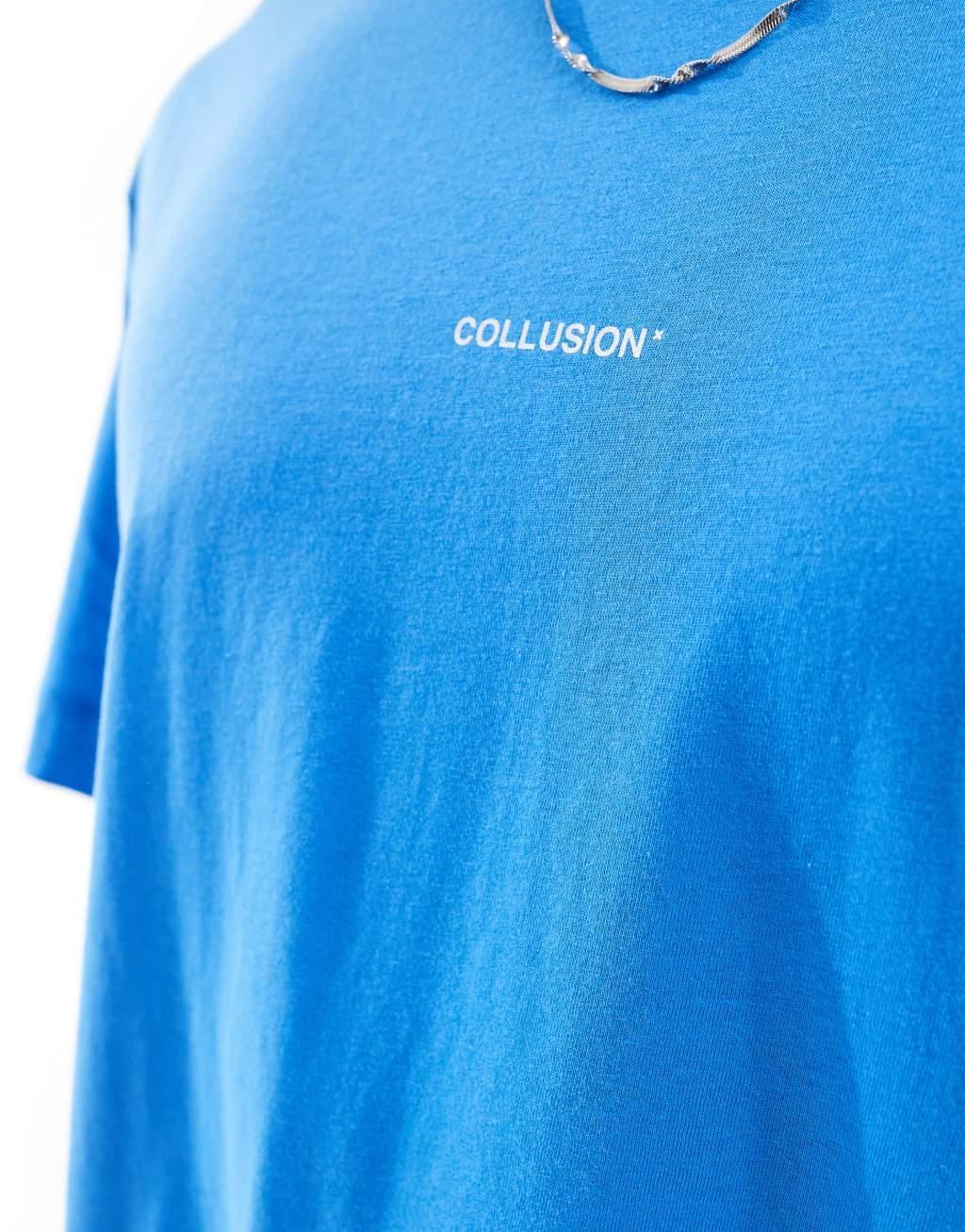 COLLUSION central logo t-shirt in blue Product Image