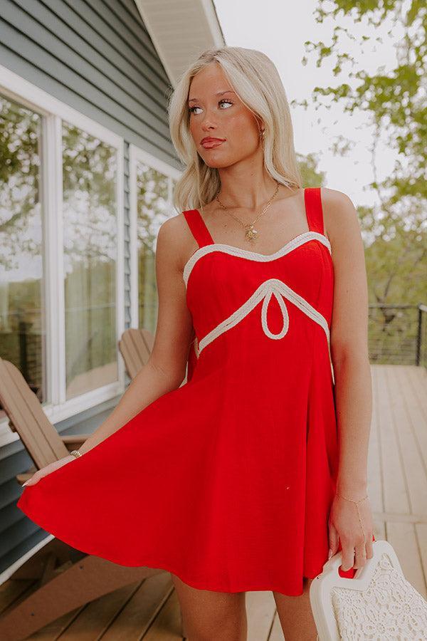 Sweet Talk Linen-Blend Mini Dress in Red Product Image
