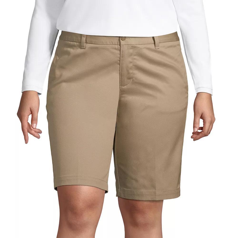 Plus Size Lands' End School Uniform Plain Front Blend Chino Shorts, Women's, Size: 22 W, Black Product Image