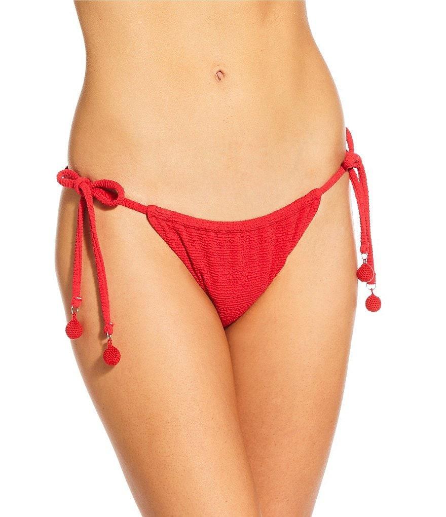GB Scrunchie Textured Crochet Bauble Tunneled Tie Side Hipster Swim Bottom Product Image