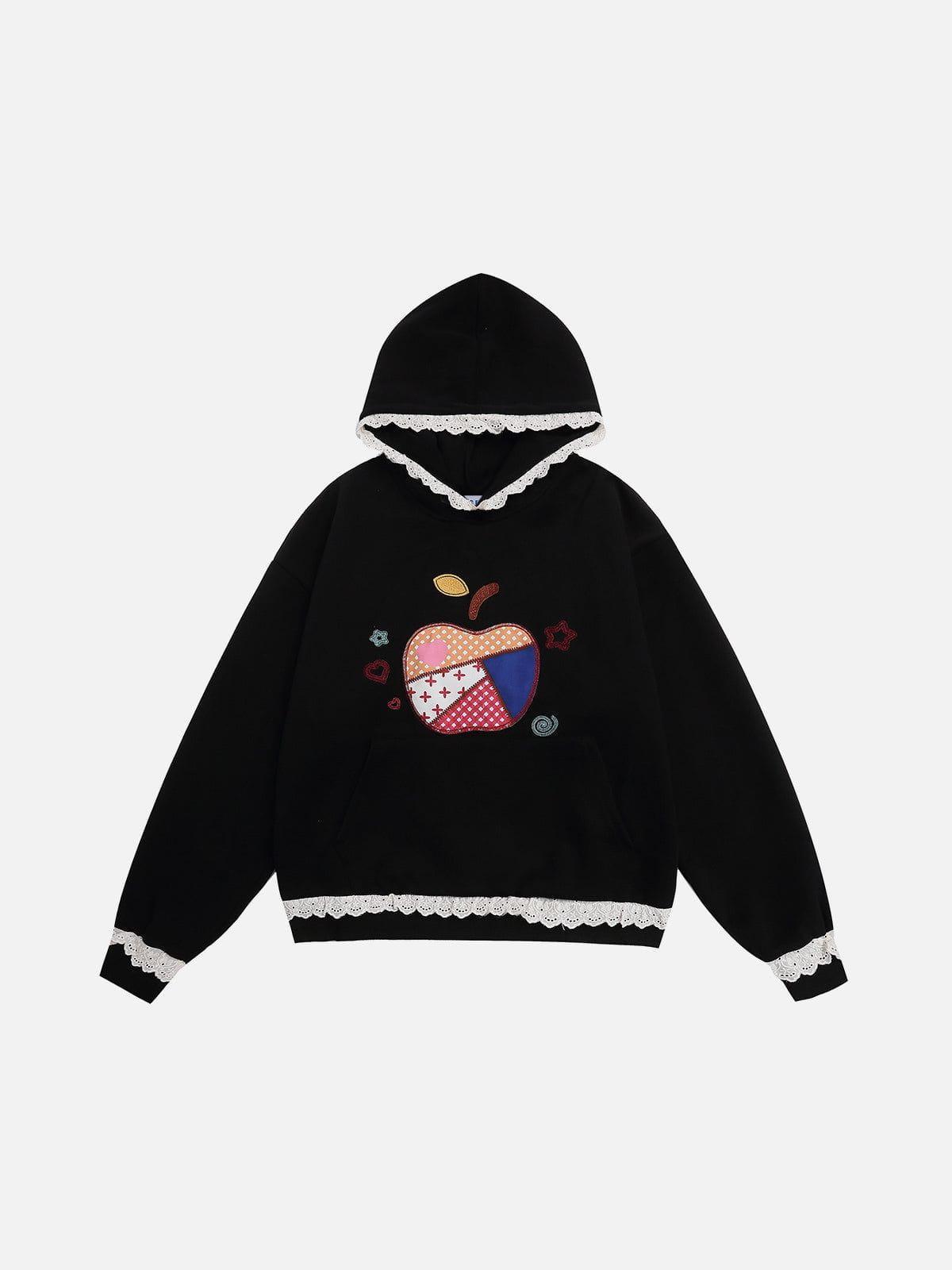 Aelfric Eden Applique Apple Lace Pullover Hoodie Female Product Image
