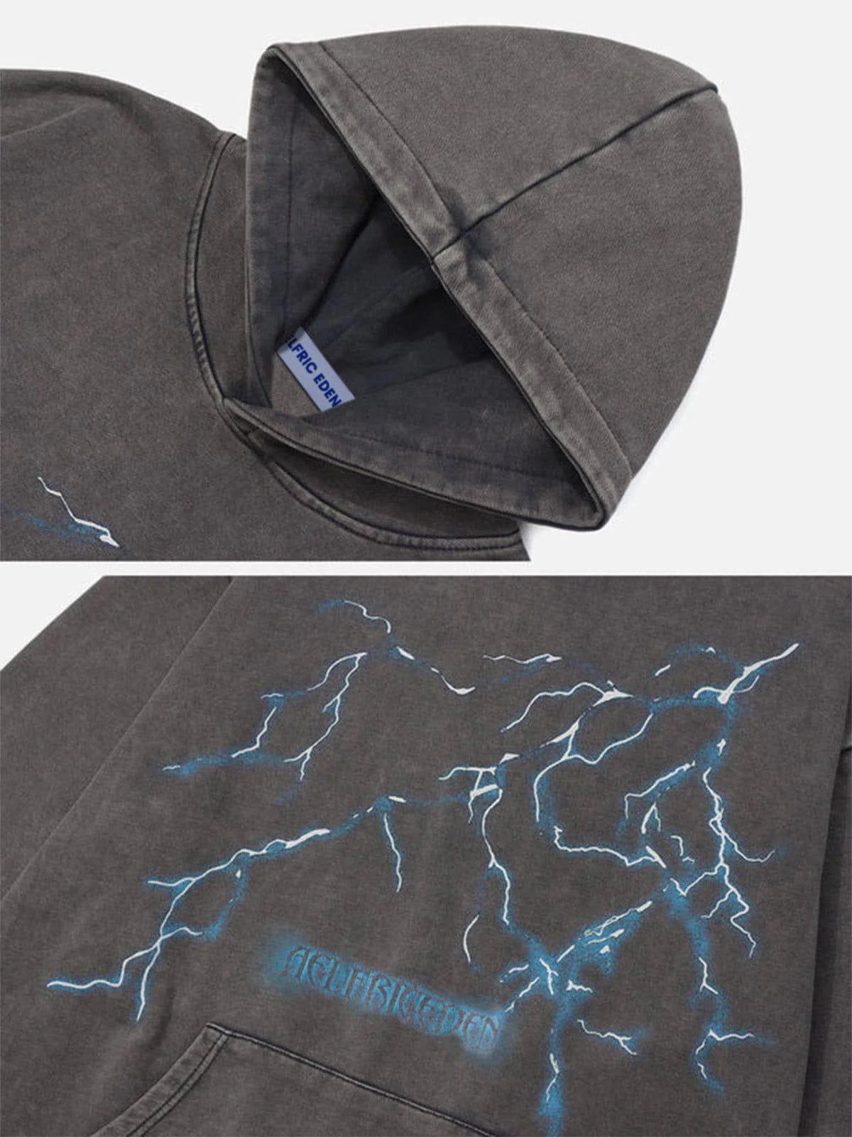 Aelfric Eden Washed Lightning Print Hoodie Product Image