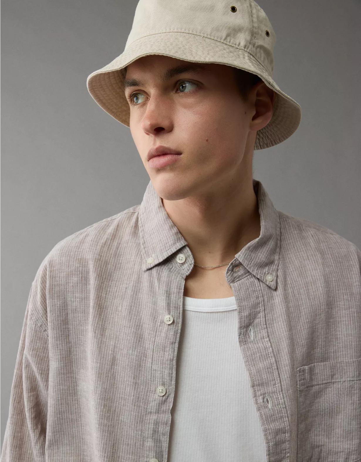 AE Everyday Relaxed Linen-Blend Button-Up Shirt Product Image