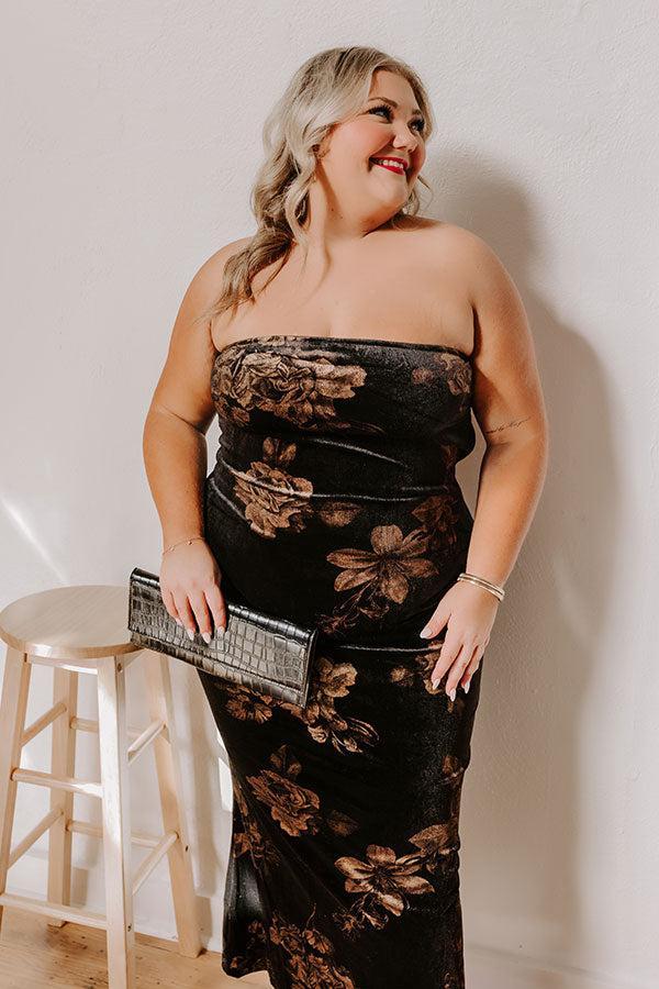 Charmed Moments Velvet Floral Maxi Dress Curves Product Image