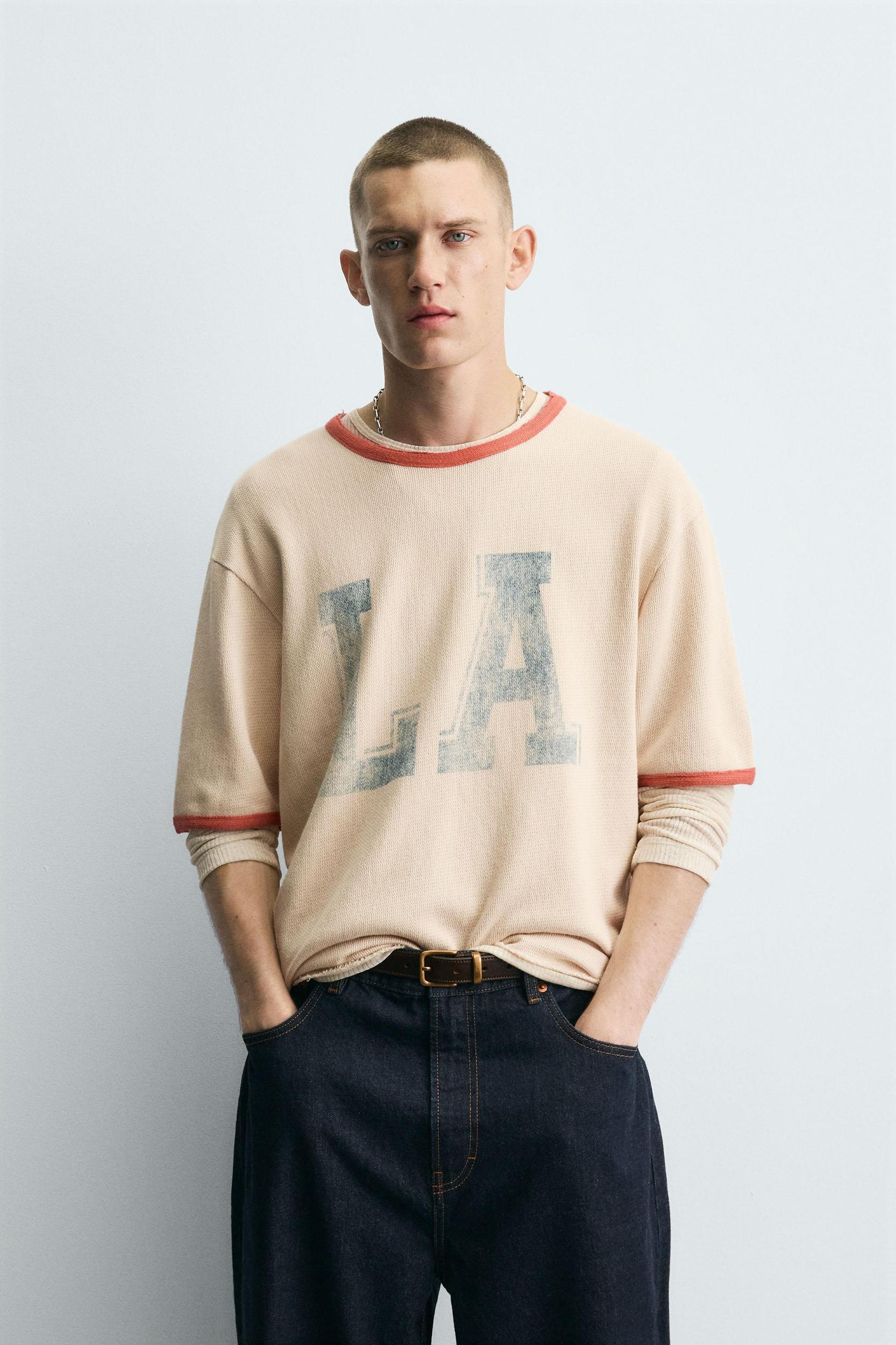 WASHED PRINT KNIT T-SHIRT Product Image