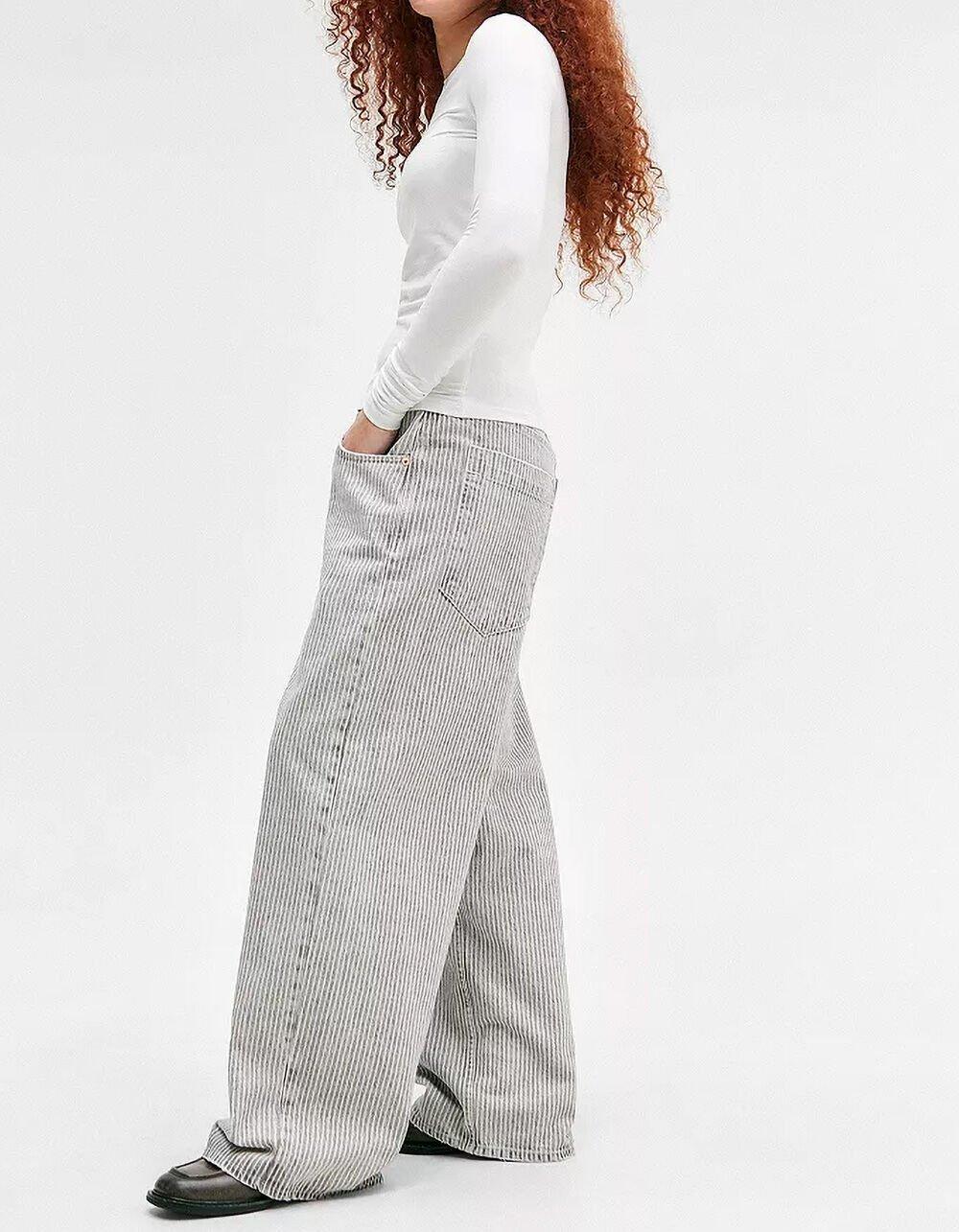 BDG Urban Outfitters Jaya Ticking Stripe Womens Low Rise Wide Leg Jeans Product Image