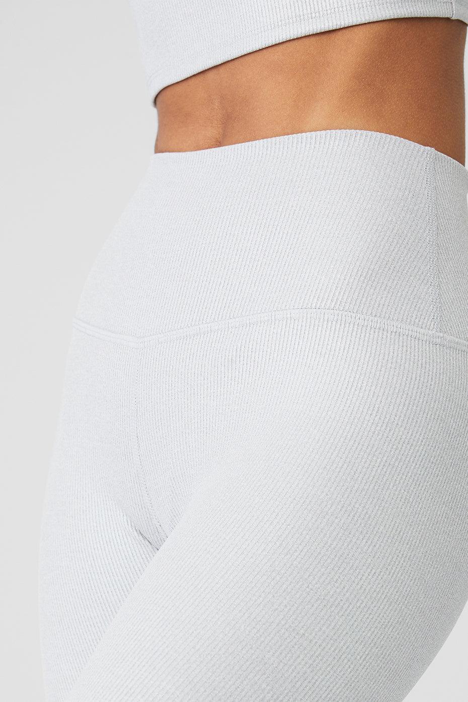 Alosoft Ribbed High-Waist Shimmer Legging - Light Grey Iridescent Female Product Image