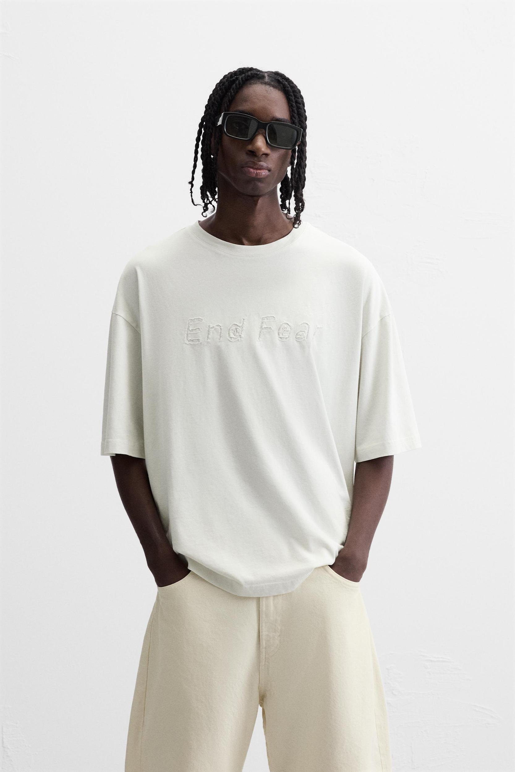 T-SHIRT WITH TONAL EMBROIDERY Product Image