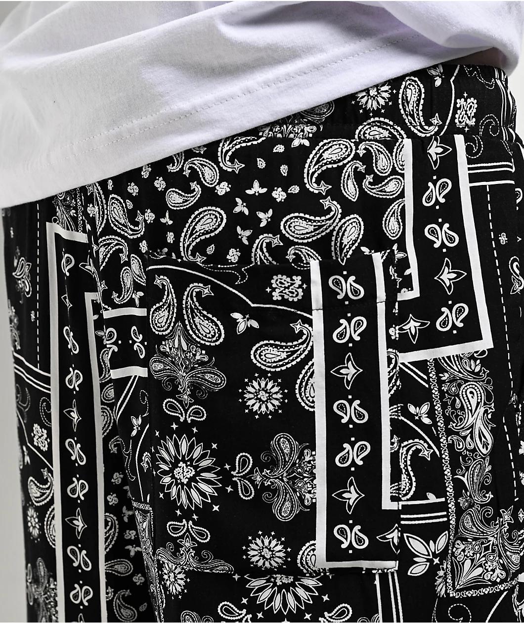 Ninth Hall Paisley Black Rayon Shorts Product Image