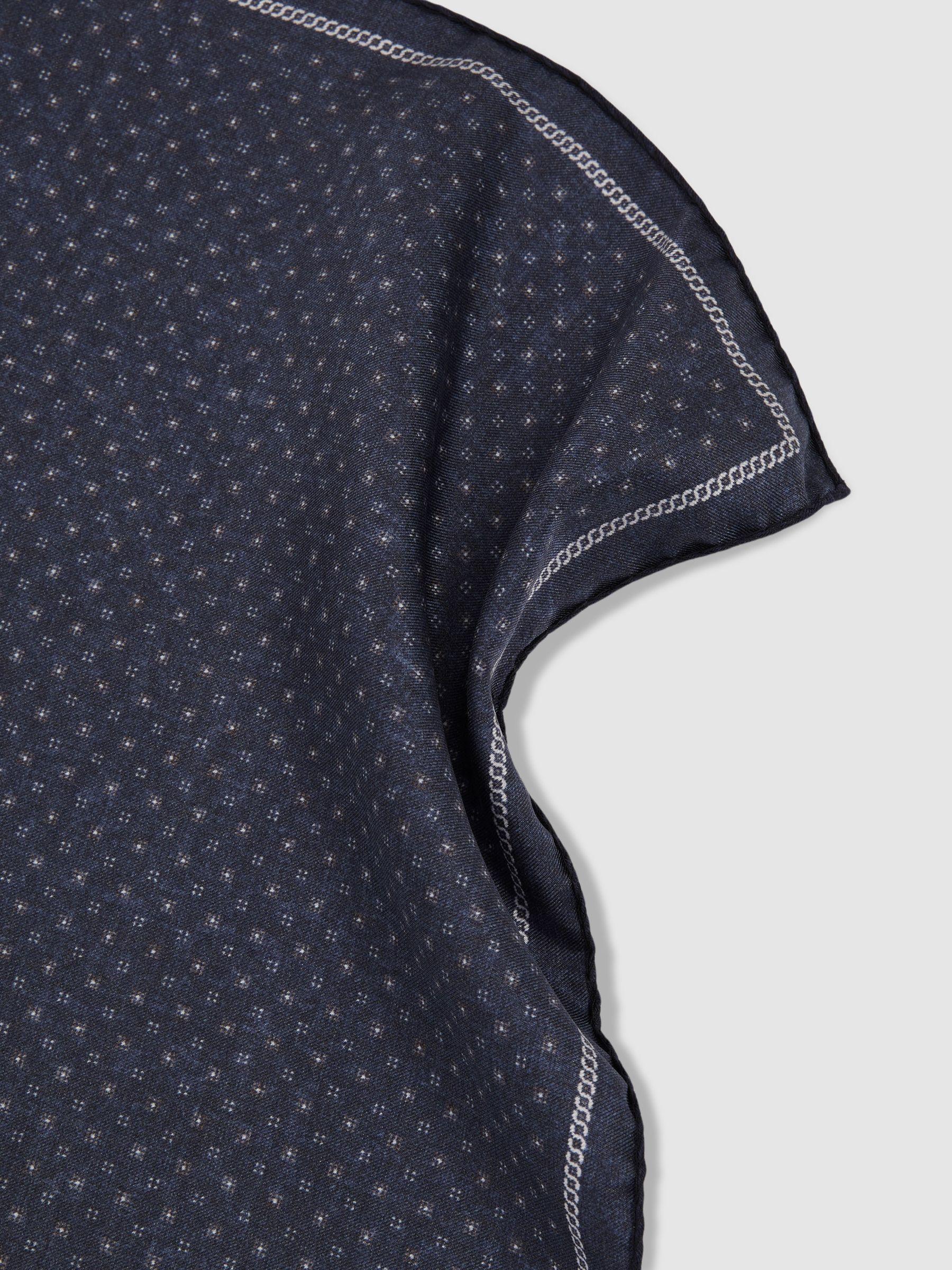 Reversible Silk Pocket Square in Navy Product Image