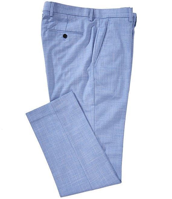 Perry Ellis Tailored Fit Flat Front Crosshatch Textured Twill Pants Product Image