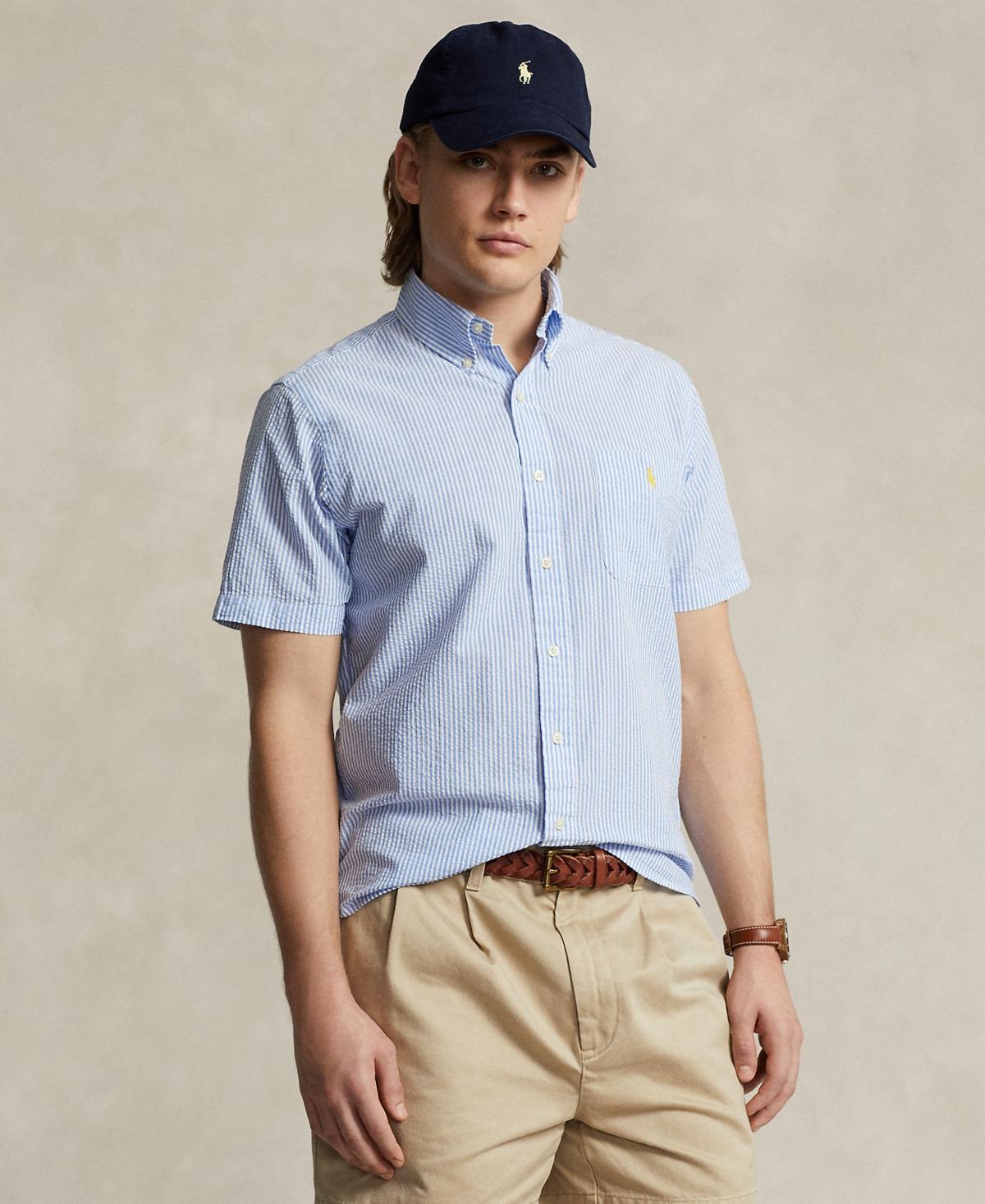Mens Prepster Seersucker Untucked-Length Shirt Product Image