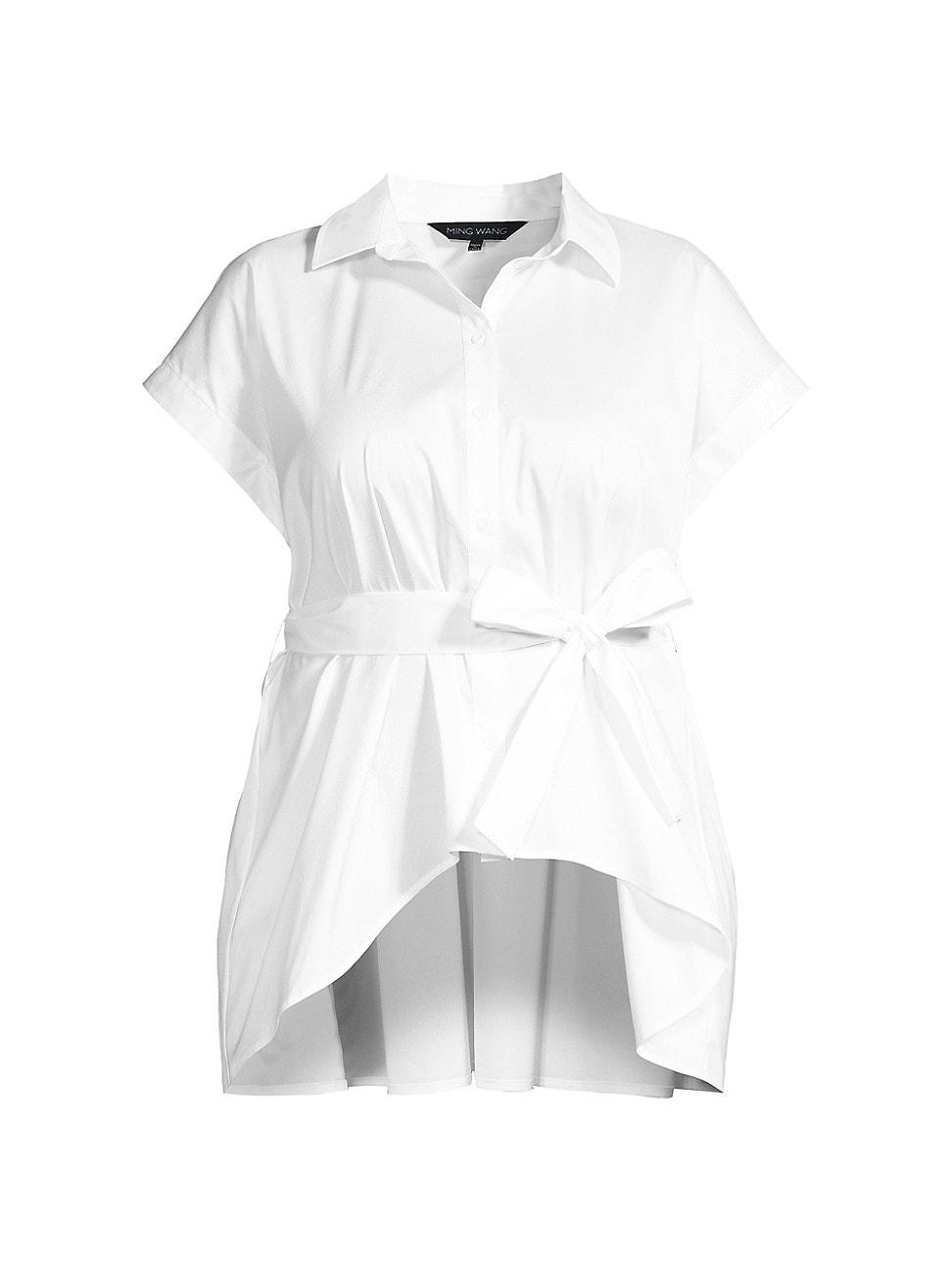 Womens Plus High-Low Tie-Waist Shirt Product Image