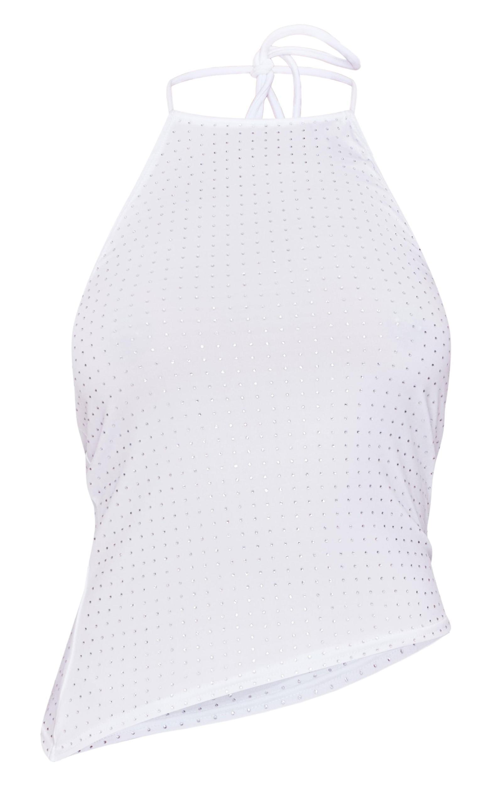 White Hot Fix Halterneck Open Back Long Top Product Image