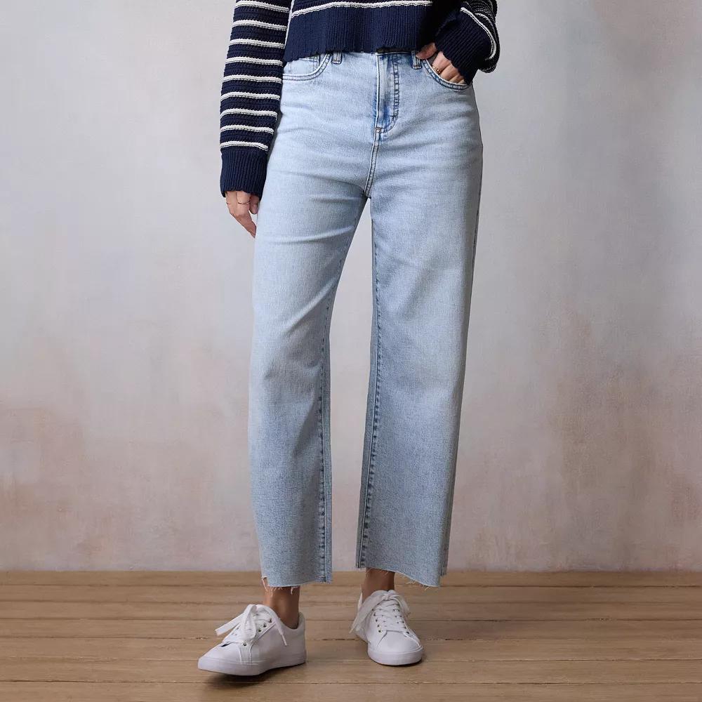 Womens LC Lauren Conrad Super High Rise Wide Leg Raw Hem Jeans Product Image